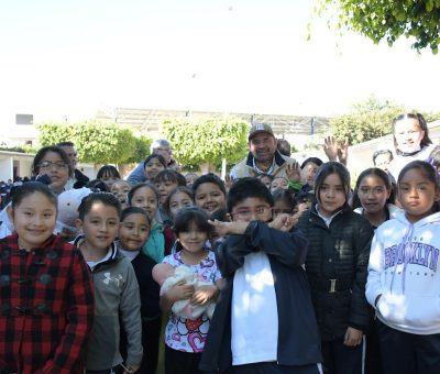 Alumnos de la escuela primaria “Niños Héroes” tendrán espacios dignos para convivir en el receso gracias al programa “Presidente en tu Escuela”