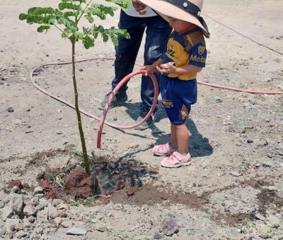 Arborizan espacios en Las Cruces de Negrete