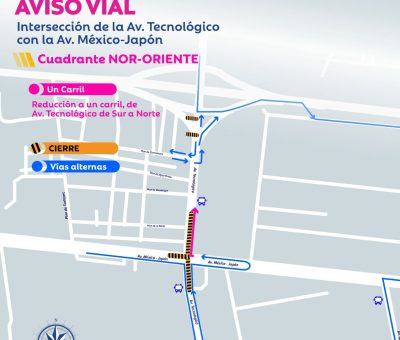 Municipio ante regreso a clases recomienda anticipar tiempos y vías alternas debido a las obras de Av. Tecnológico