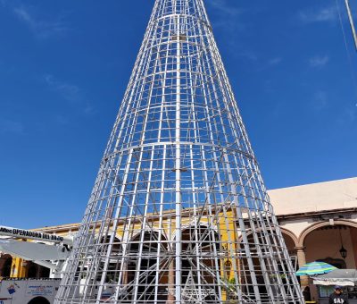 Inicia la instalación del Árbol de Navidad en Salvatierra