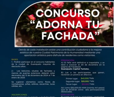 El Gobierno Municipal de Guanajuato Convoca al Concurso «Adorna tu Fachada»