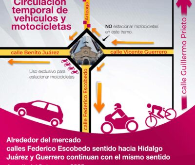 Circulación Temporal de Vehículos y Motocicletas Alrededor del Mercado Hidalgo