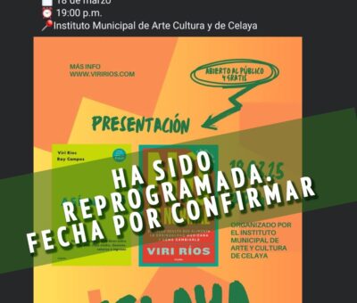 Aviso Importante – Presentación de libros de Viri Ríos se pospone hasta nuevo aviso